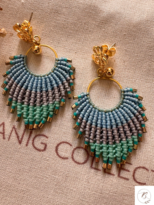 Agua Beaded Macrame Earrings