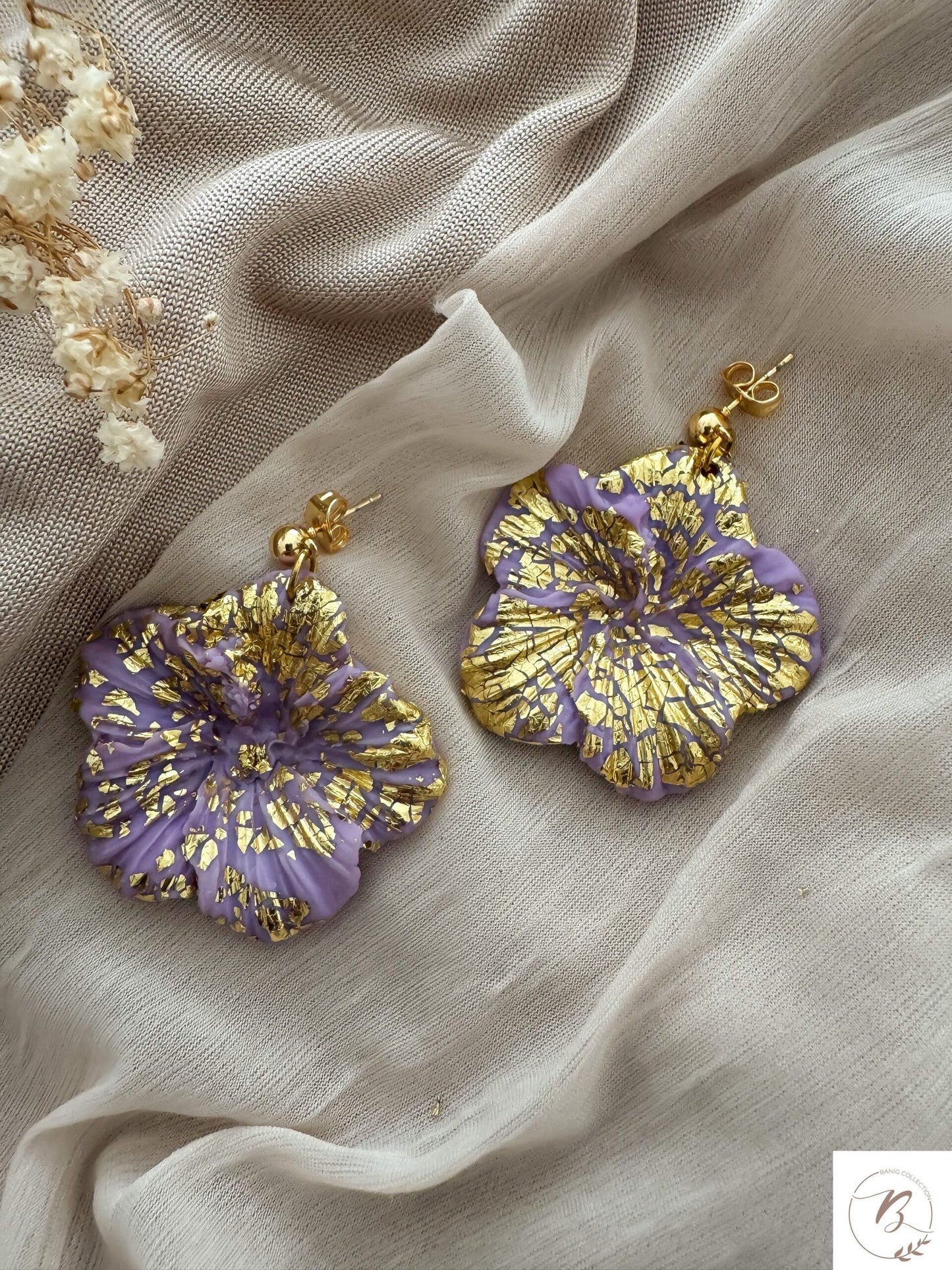 Jessie Molded Clay Earrings (Purple)