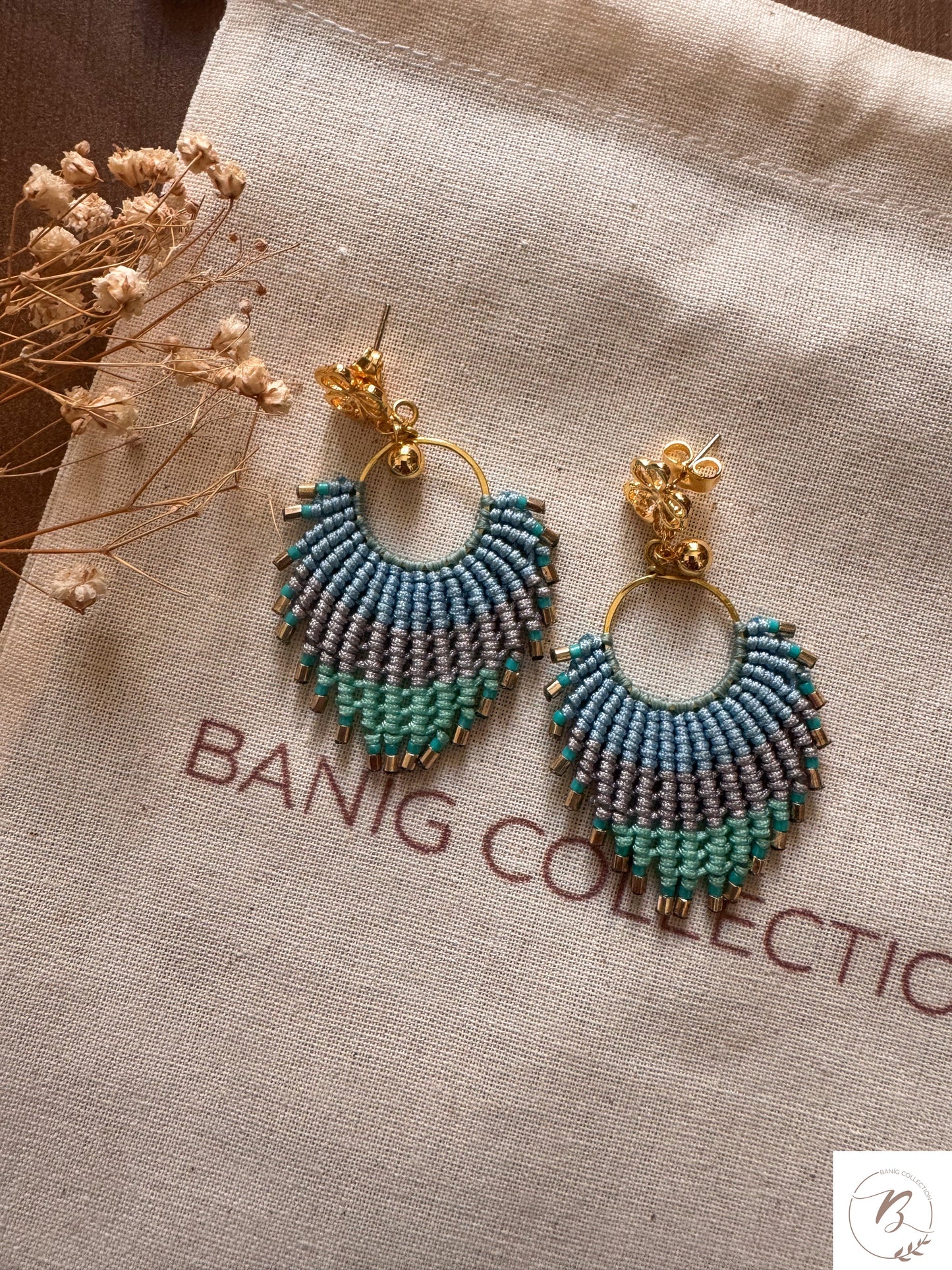Agua Beaded Macrame Earrings