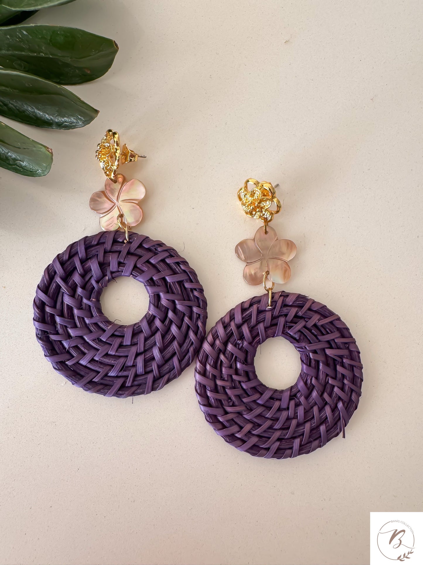 Violet Rattan Earrings