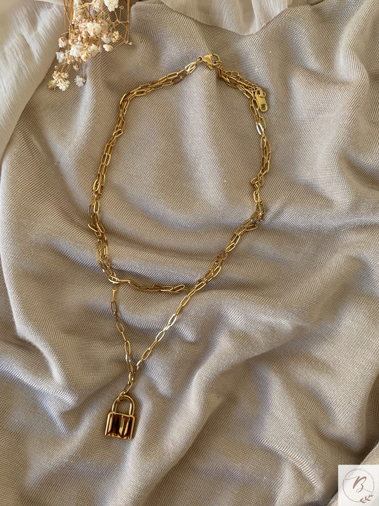 Padlock Pendant Double Chain