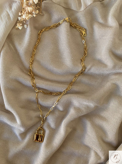 Padlock Pendant Double Chain