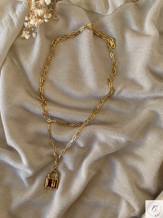 Padlock Pendant Double Chain