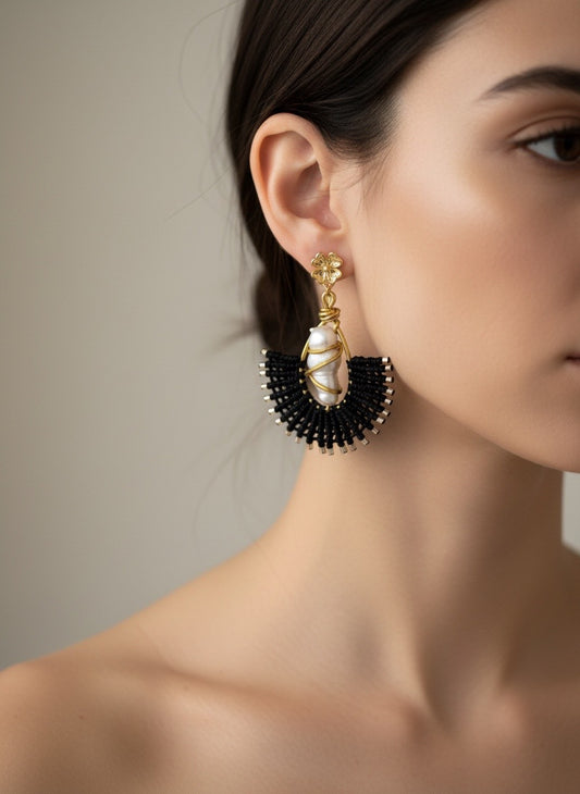Ursa Beaded Macrame Earrings