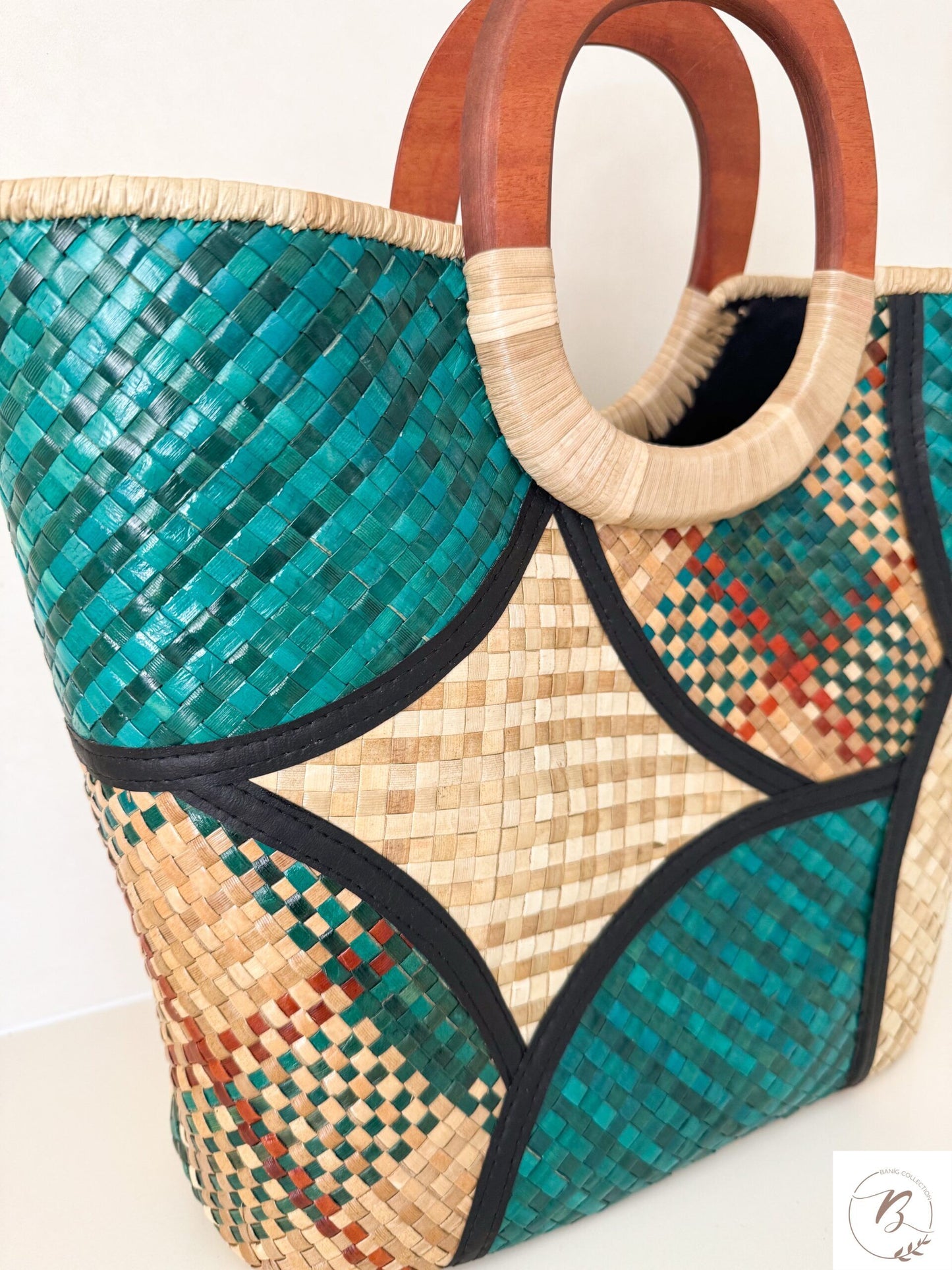 Alma Tote Bag (Green and Natural)