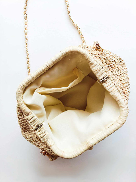 Imee Raffia Clutch Bag (Grey)