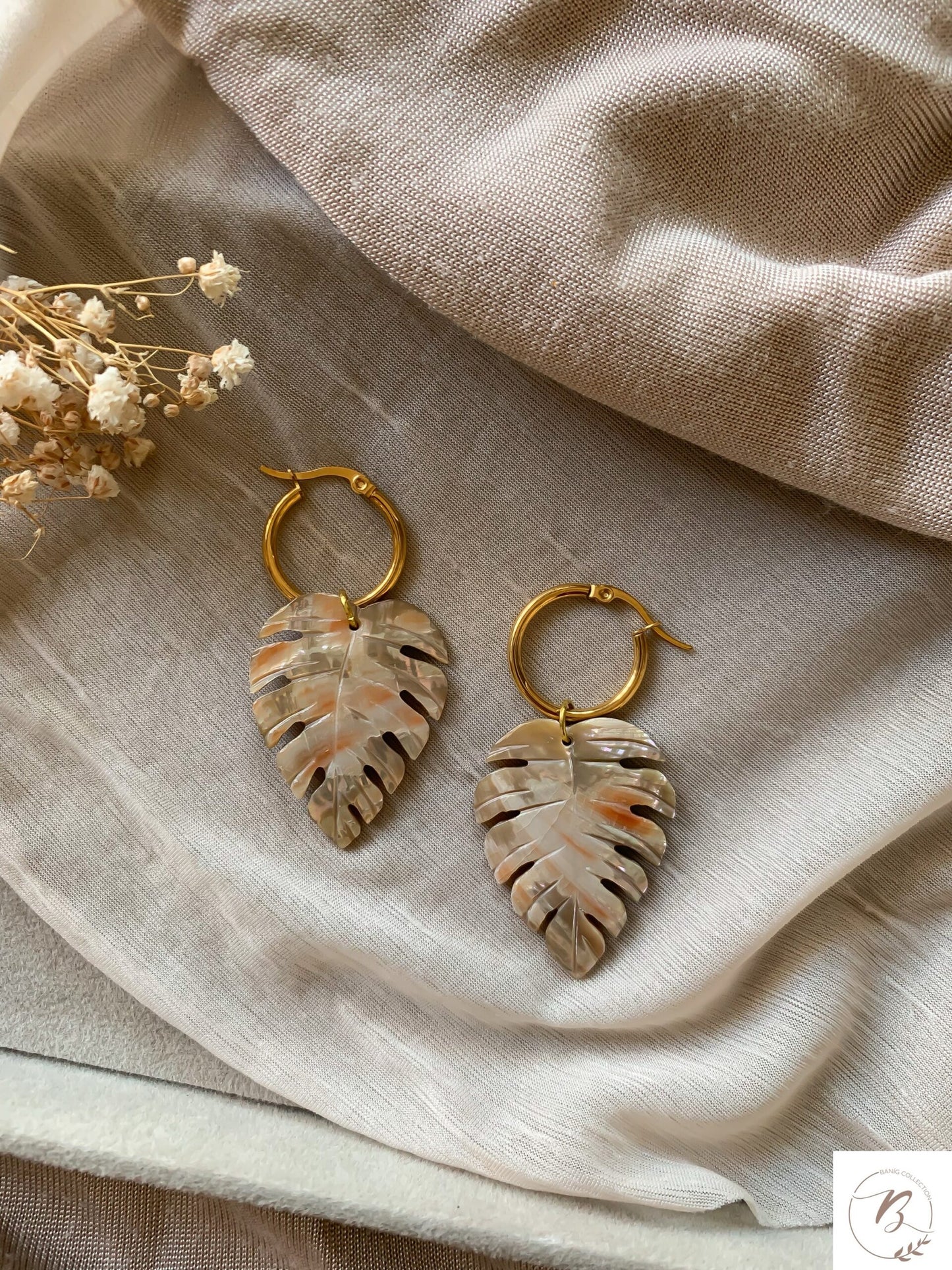 Celine Monstera Leaf Earrings