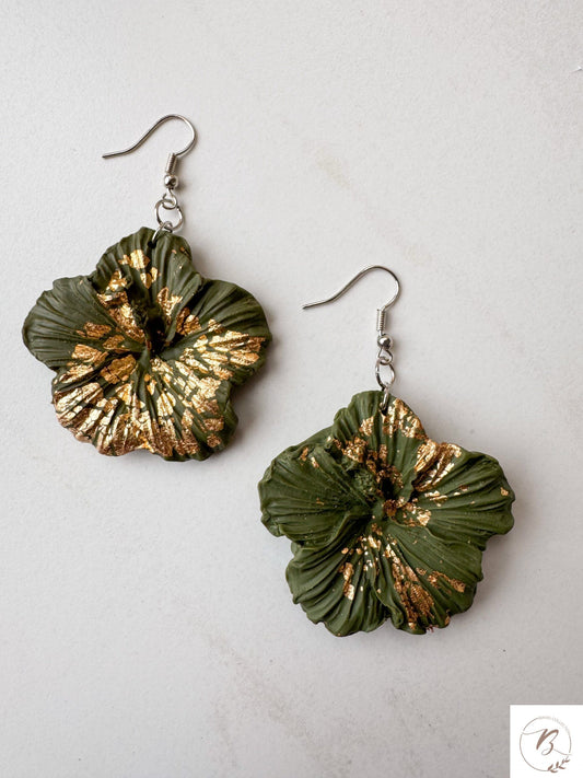 Jessie Molded Clay Earrings (Olive Green)
