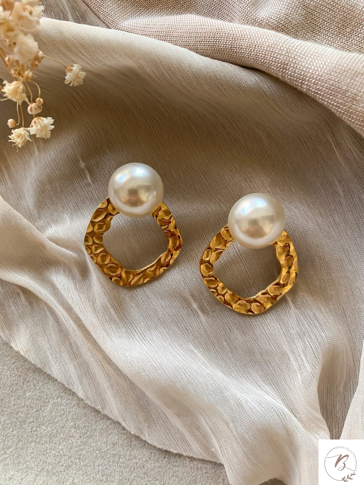 Pearl Textured Hoop Earrings