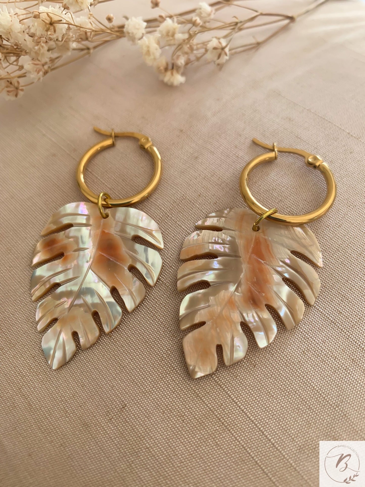 Celine Monstera Leaf Earrings