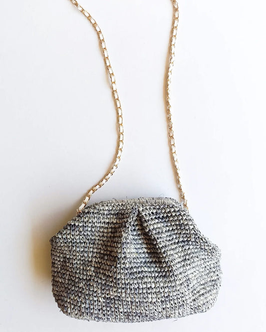 Imee Raffia Clutch Bag (Grey)