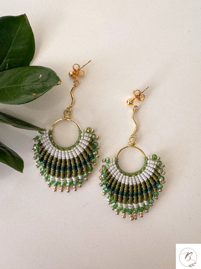 Verde Beaded Macrame Earrings