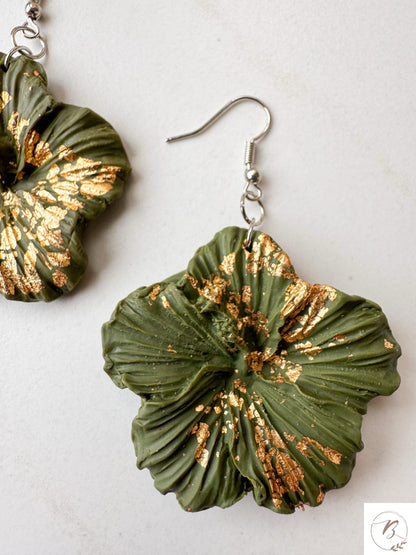 Jessie Molded Clay Earrings (Olive Green)