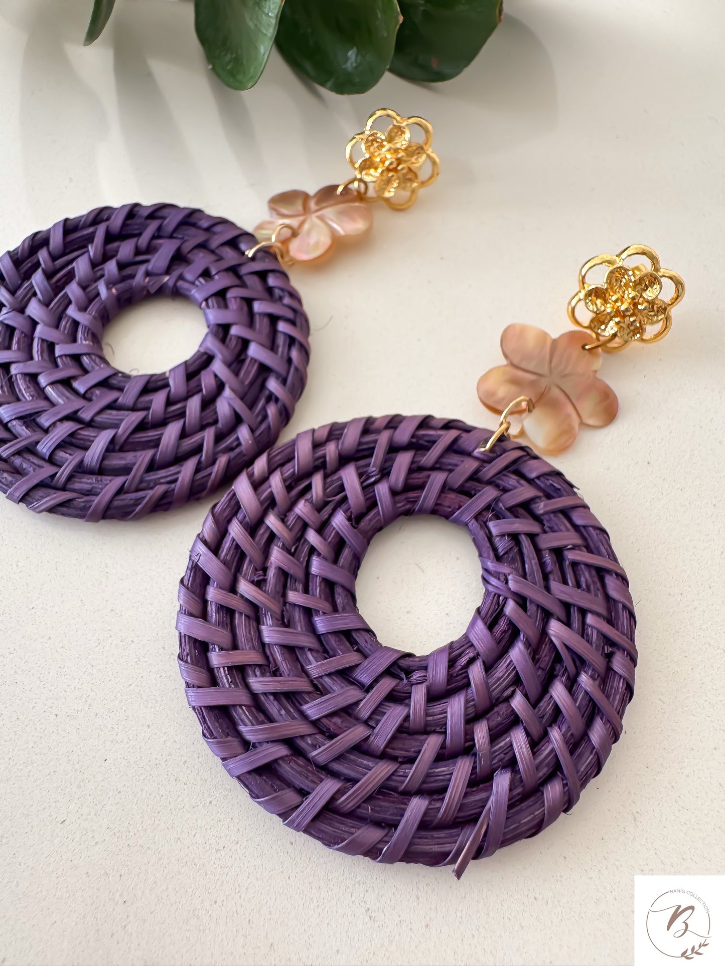 Violet Rattan Earrings