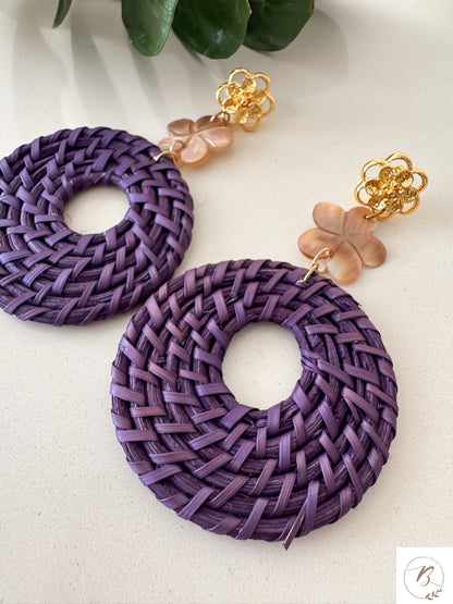Violet Rattan Earrings
