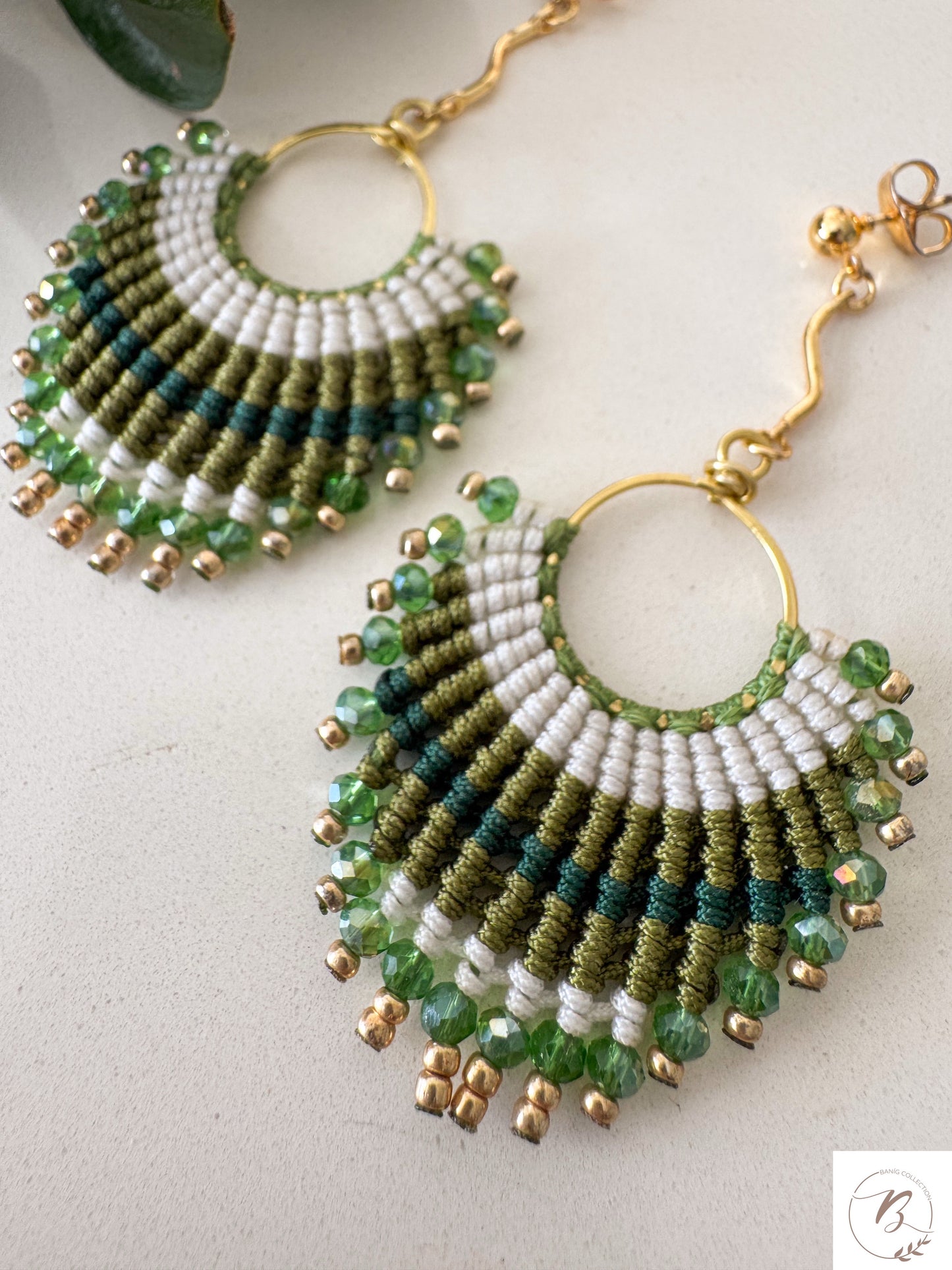 Verde Beaded Macrame Earrings