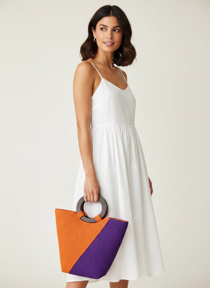 Olivia Tote Bag (Orange & Violet)