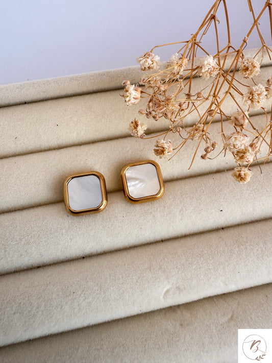 White Square Studs