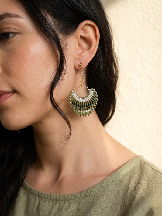 Verde Beaded Macrame Earrings