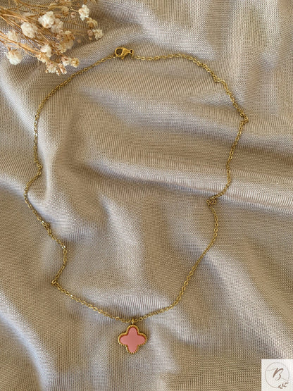 Dora Pink Clover Pendant Necklace