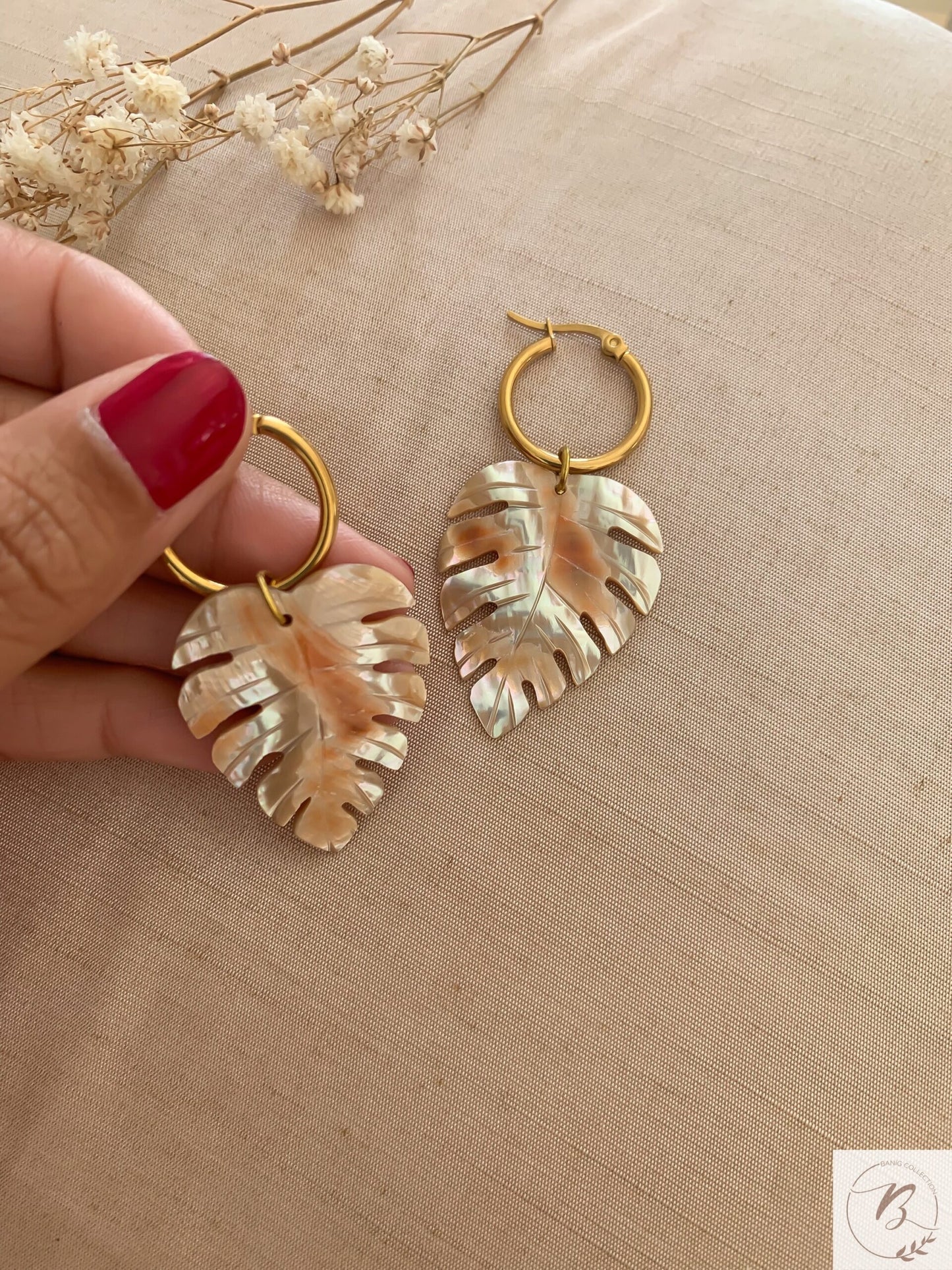 Celine Monstera Leaf Earrings
