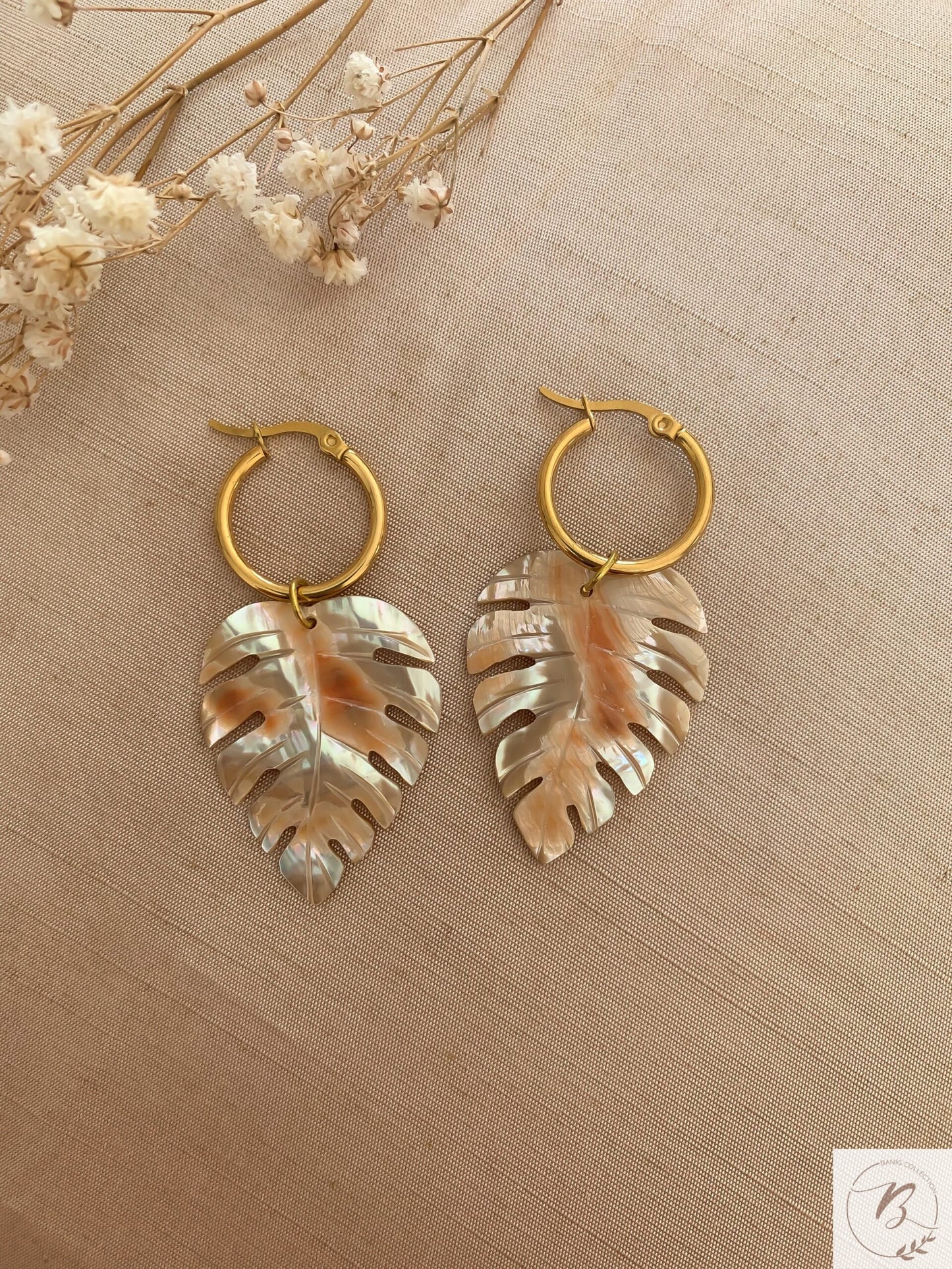 Celine Monstera Leaf Earrings