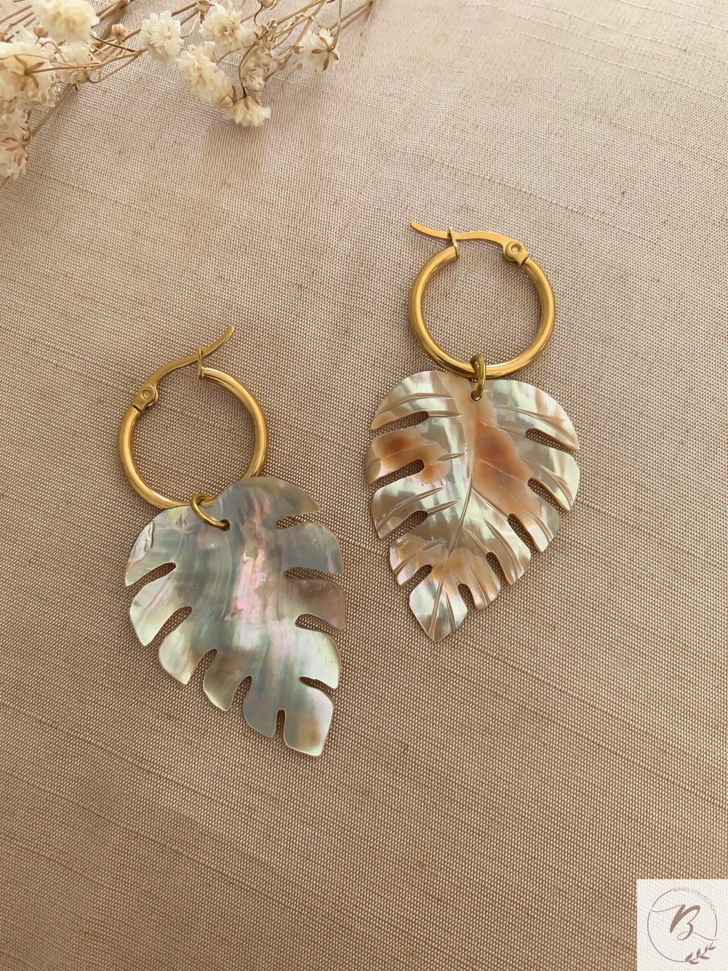 Celine Monstera Leaf Earrings