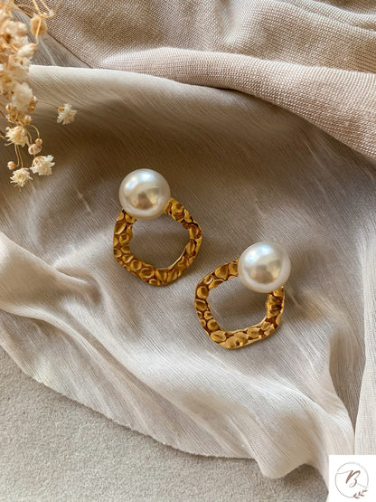 Pearl Textured Hoop Earrings