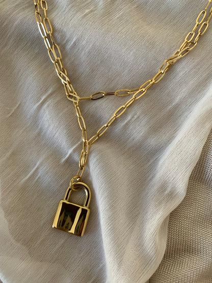 Padlock Pendant Double Chain