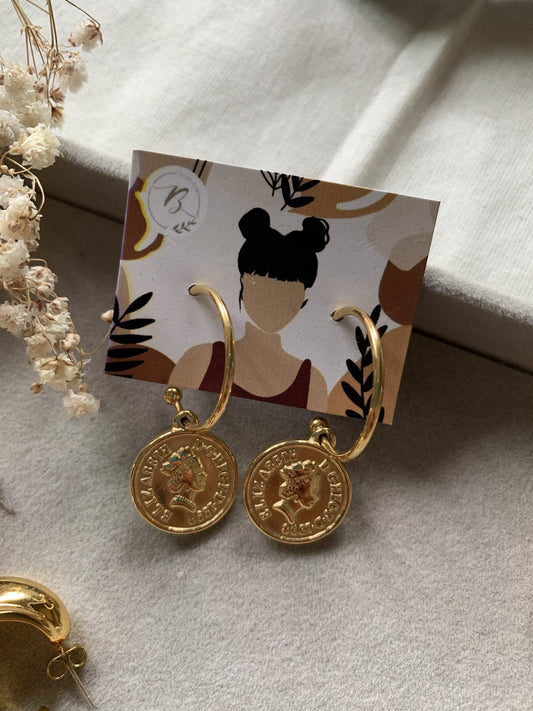 Elizabeth Coin Hoop earrings