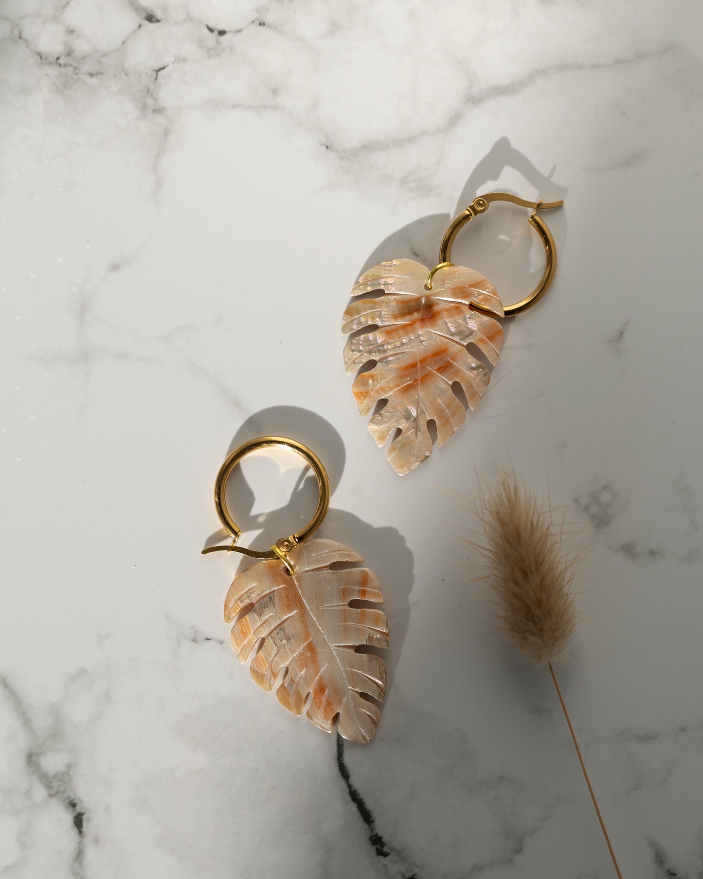 Celine Monstera Leaf Earrings
