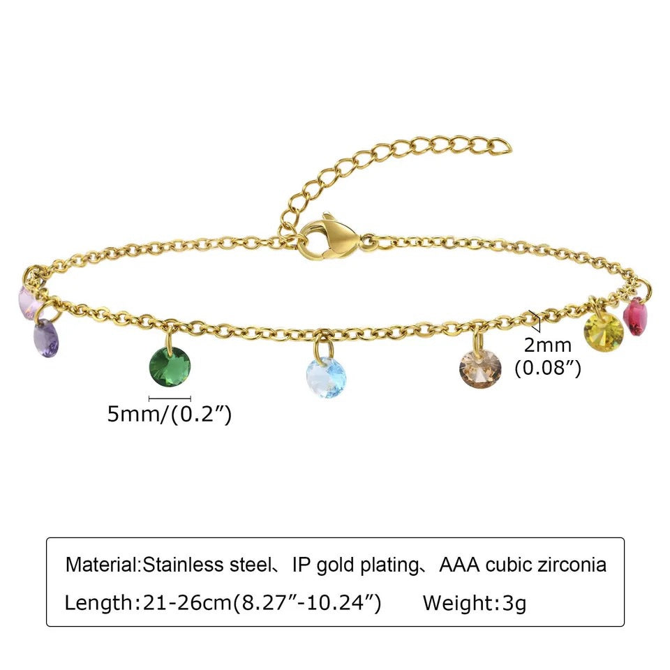 Rainbow Stainless Steel Anklet