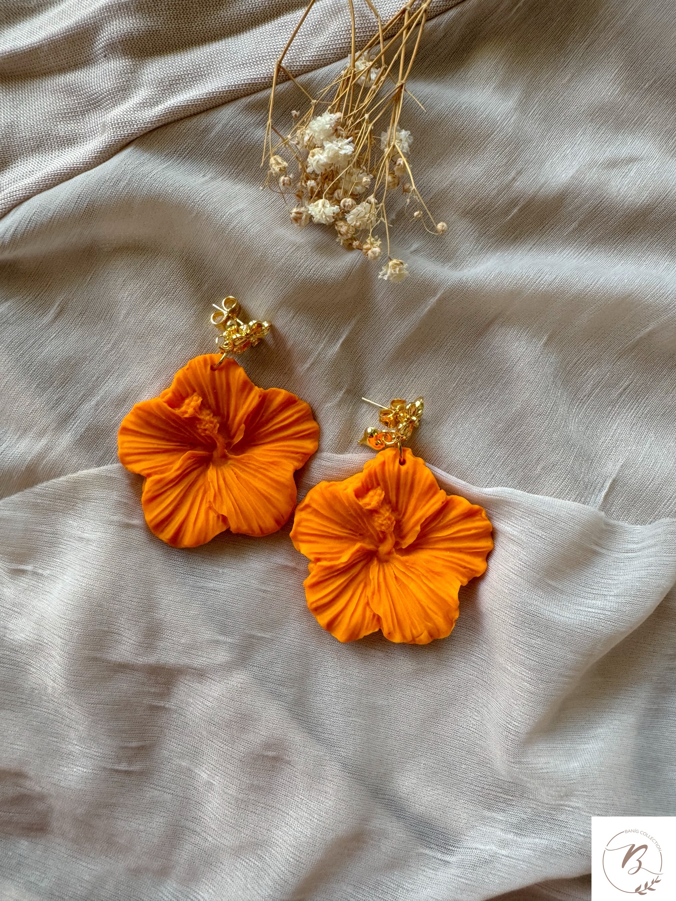 Jessie Molded Clay Earrings (Tangerine)