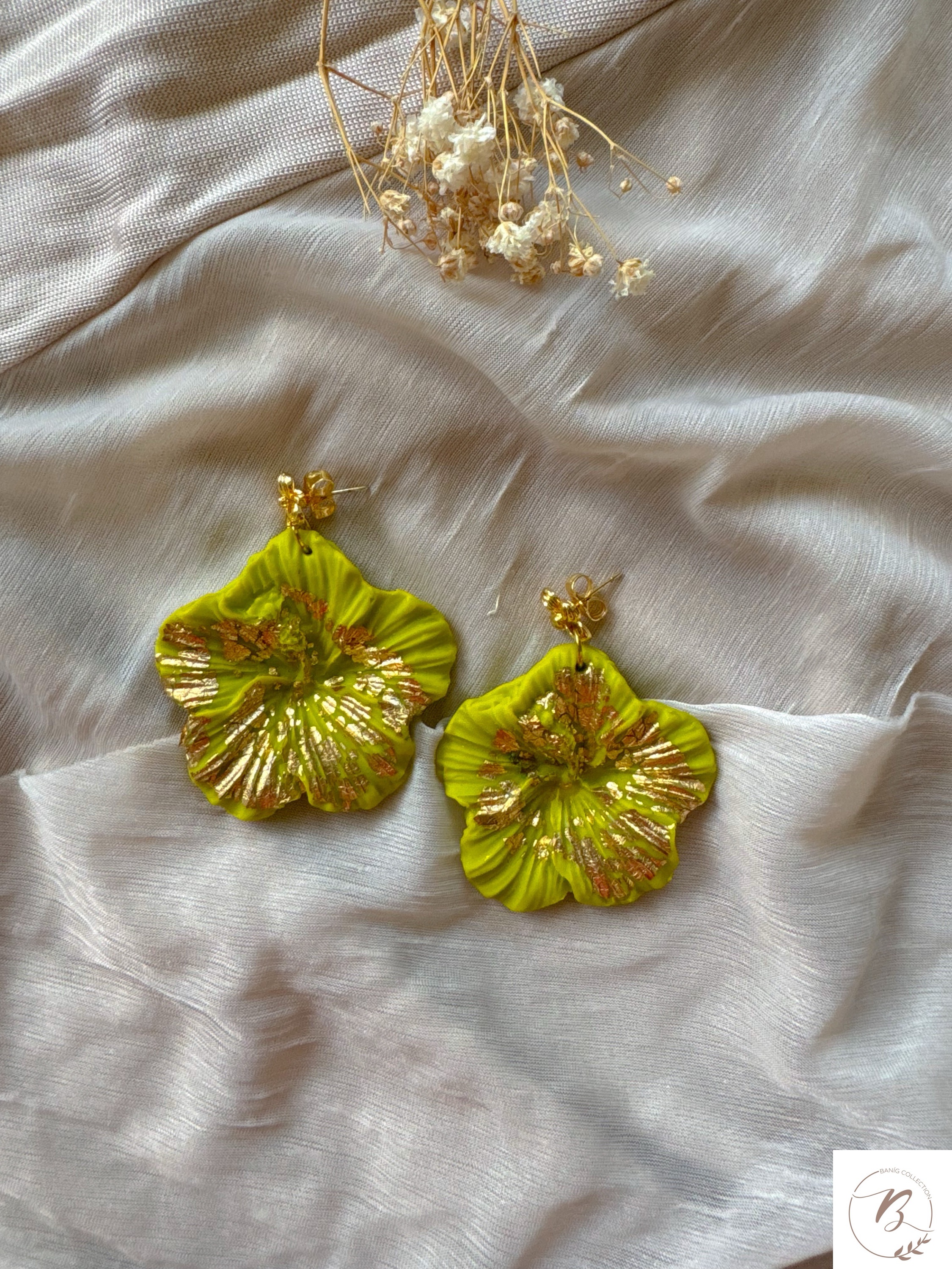 Jessie Molded Clay Earrings (Lime Green)